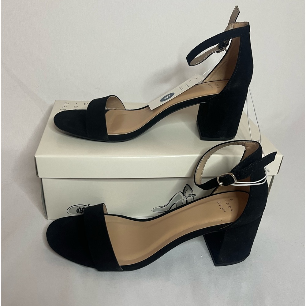 A New Day Black Strap Heels